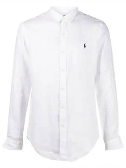 Embroidered Pony Linen Long Sleeve Shirt White - POLO RALPH LAUREN - BALAAN 2