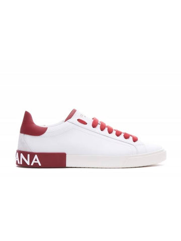 Calfskin Portofino Vintage Sneakers White Red - DOLCE&GABBANA - BALAAN 1