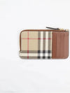 Vintage Check Leather Zipper Card Wallet Archive Beige Tan - BURBERRY - BALAAN 3