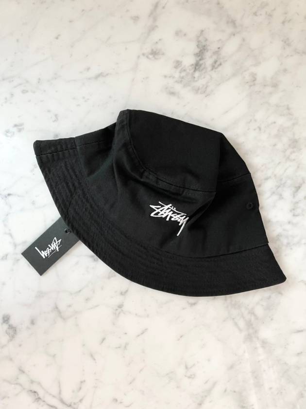 Embroidered Logo Stock Bucket Hat Black - STUSSY - BALAAN 7