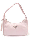 1NE515 Re edition Alabaster Pink Nylon Tesuto Silver Triangle Hobo Shoulder Bag - PRADA - BALAAN 1