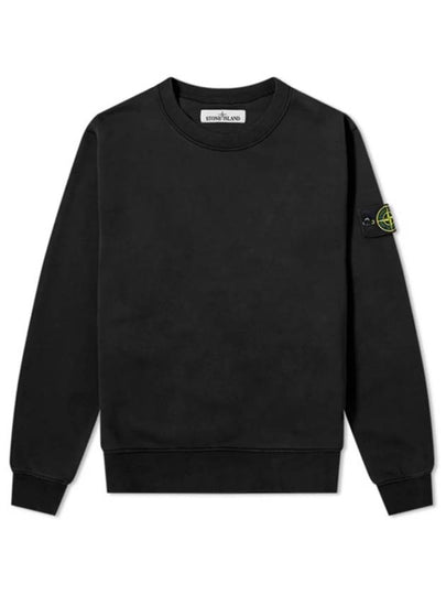 Men's Wappen Patch Round Cotton Nylon Fleece Sweatshirt Black - STONE ISLAND - BALAAN 2