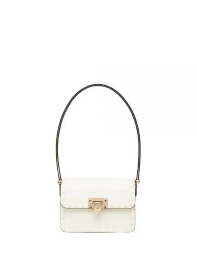 Small Rockstud Detail Leather Shoulder Bag White - VALENTINO - BALAAN 2