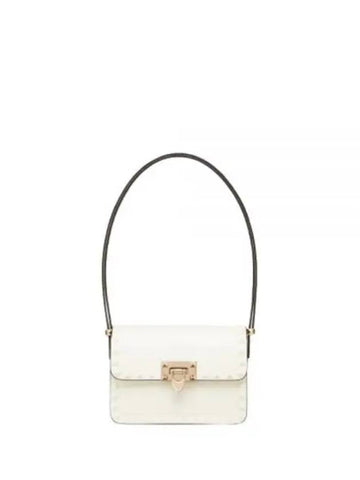 Small Rockstud Detail Leather Shoulder Bag White - VALENTINO - BALAAN 1