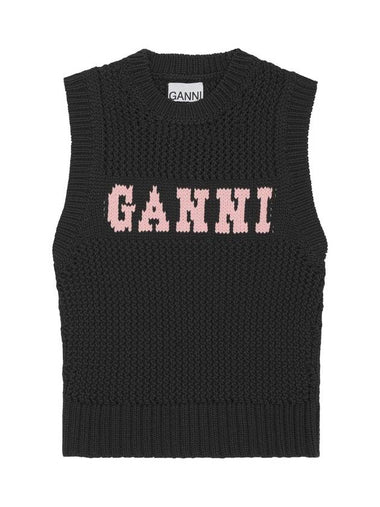 Cotton Rope Vest Black - GANNI - BALAAN 1