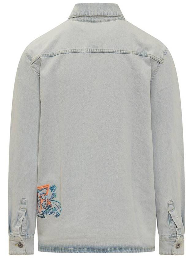 Graffiti Embroidered Button Denim Jacket Light Blue - OFF WHITE - BALAAN 7