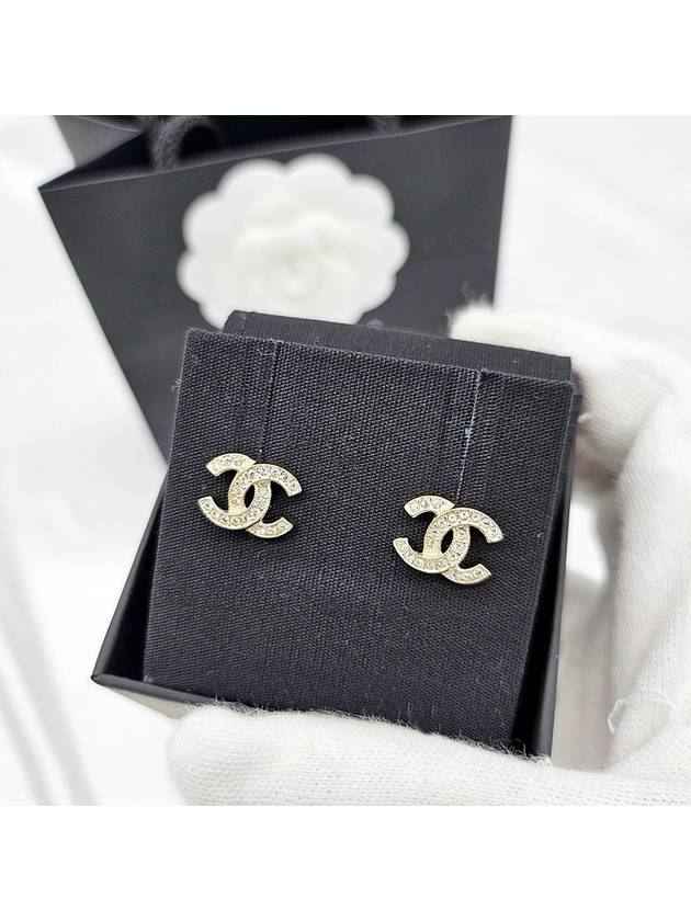 CC Logo Crystal Stud Earrings Silver - CHANEL - BALAAN 7