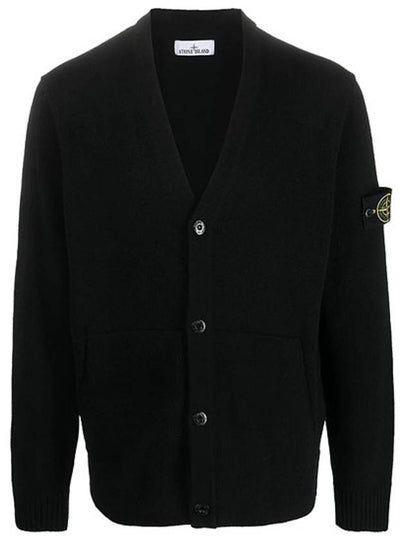 Men's Wappen Patch Button Cardigan Black - STONE ISLAND - BALAAN 2