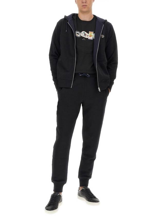 Zebra Logo Cotton Zip Up Hoodie Black - PAUL SMITH - BALAAN 3