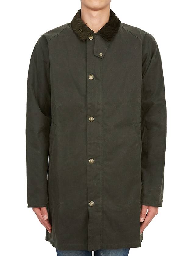 Men's Macklow Wax Zip Up Jacket Olive - BARBOUR - BALAAN 5