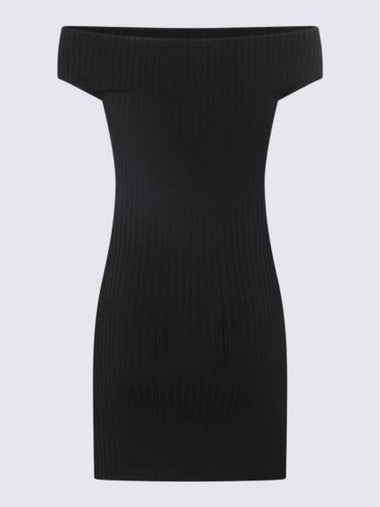 Off-Shoulder Short Dress Black - AMI - BALAAN 1