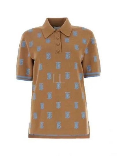 Monogram Short Sleeve Polo Shirt Camel - BURBERRY - BALAAN 2