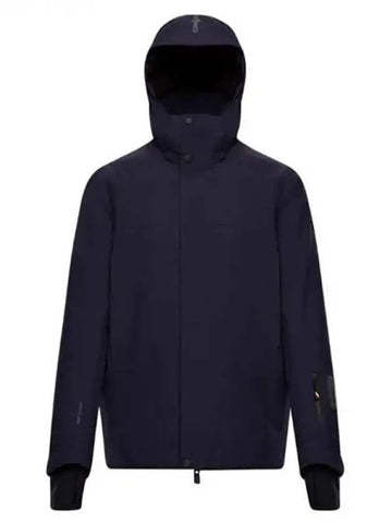 SIZAN Grenoble black logo patch hooded padded jacket navy men s 233379 - MONCLER - BALAAN 1