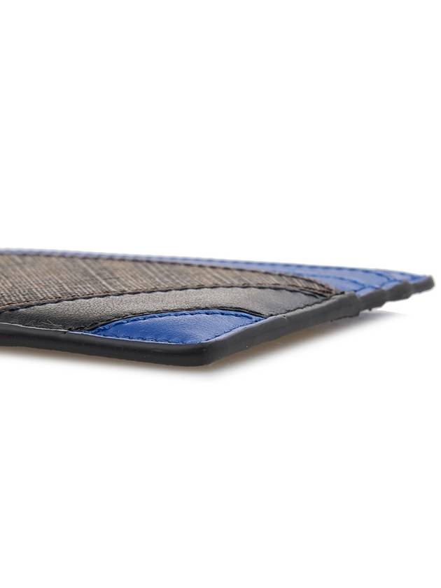 Diagonal FF Canvas Leather Card Wallet Blue - FENDI - BALAAN 9