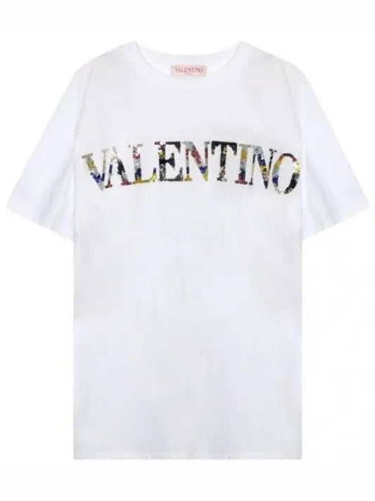 Embroidered Jersey T Shirt Short Sleeve Women s Tee - VALENTINO - BALAAN 1