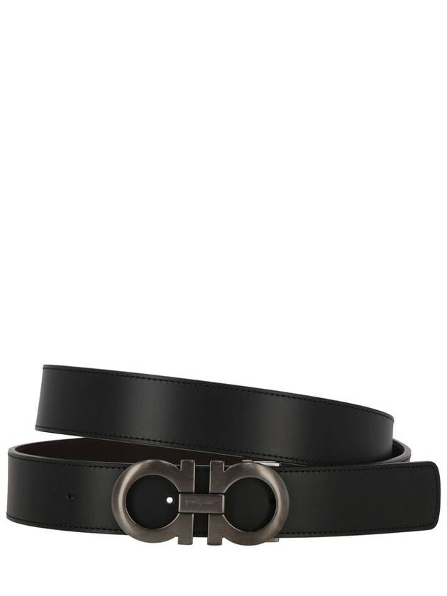 Gancini Reversible Adjustable Leather Belt Black Dark Brown - SALVATORE FERRAGAMO - BALAAN 3