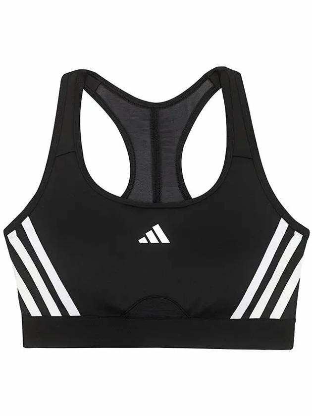 Power Impact Train Medium Support 3 Stripe Bra Black - ADIDAS - BALAAN 2