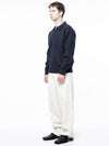 Men s M243TP08NY Dense Modal Open Collar Knit Navy - CHANCE'S NOI - BALAAN 6