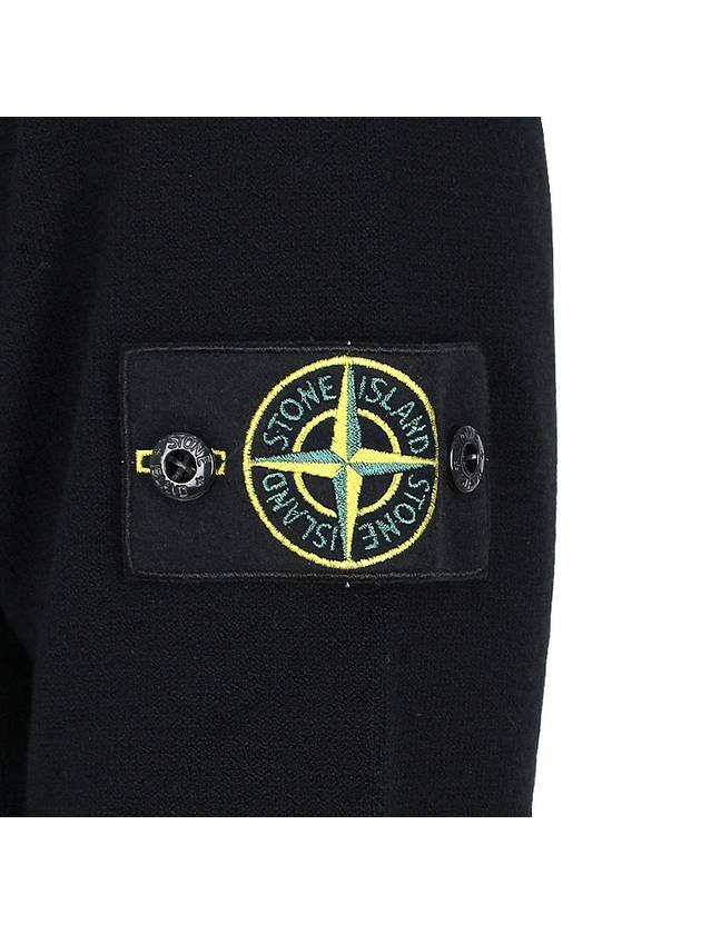 Logo Patch Crew Neck Knit Top Black - STONE ISLAND - BALAAN 6