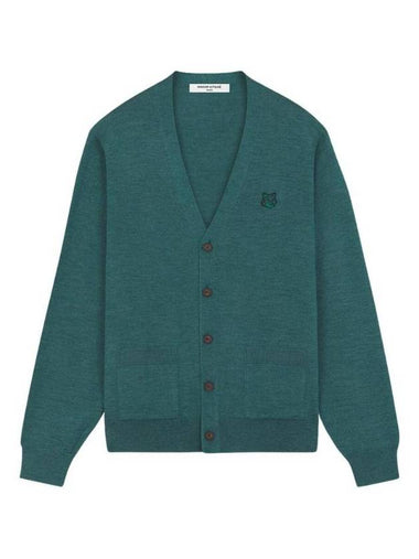 Maison Kitsune Bold Fox Head Patch Regular Cardigan Evergreen MM00509KT1036 P380 - MAISON KITSUNE - BALAAN 1