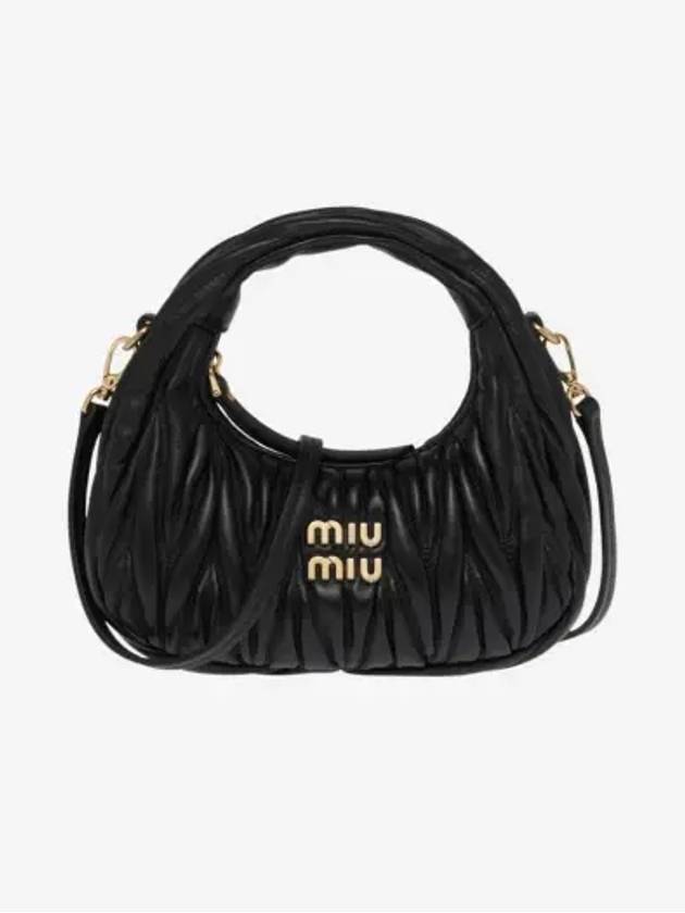 Wander Matelasse Nappa Leather Hobo Mini Bag Black - MIU MIU - BALAAN 2