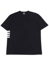 Classic Pique Rib Side Insert 4-Bar Short Sleeve T-Shirt Navy - THOM BROWNE - BALAAN 3