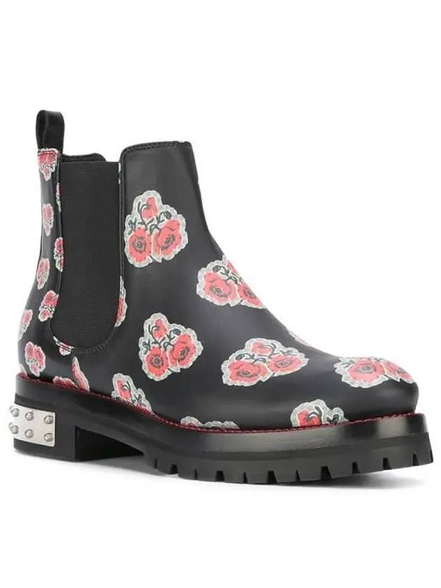 Flower Stud Chelsea Boots Black - ALEXANDER MCQUEEN - BALAAN.