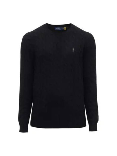 Embroid Logo Cable Knit Top Black - POLO RALPH LAUREN - BALAAN 2