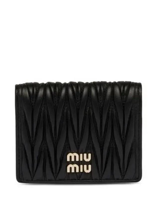 Matelasse Leather Half Wallet Black - MIU MIU - BALAAN 2