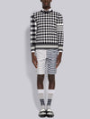 4-Bar Stripe Funmix Gingham Jacquard Cardigan Navy - THOM BROWNE - BALAAN 5