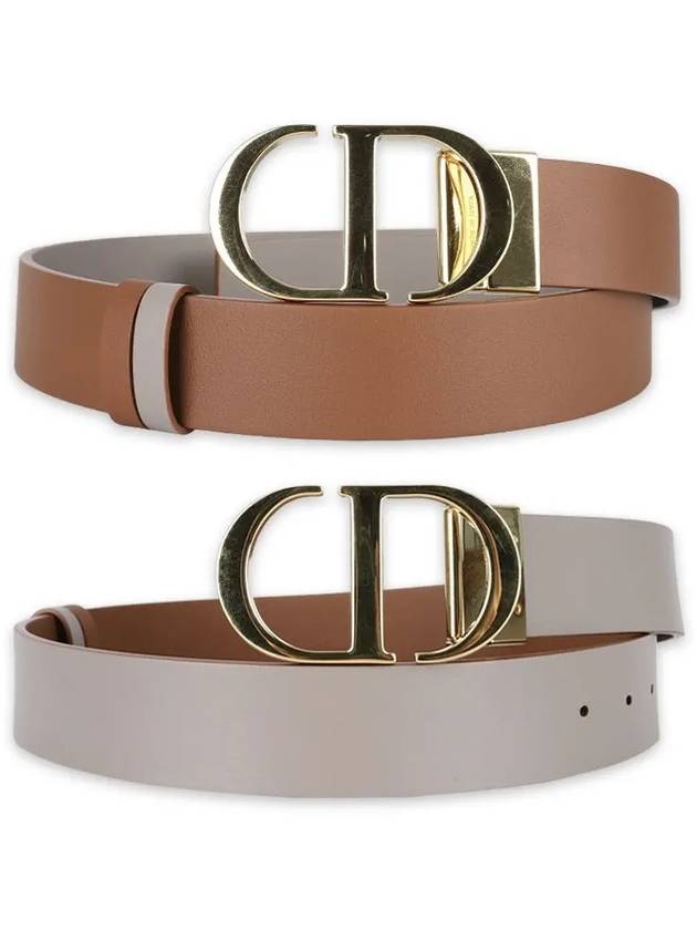 30 Montaigne 35mm Smooth Calfskin Reversible Belt Warm Taupe - DIOR - BALAAN 3