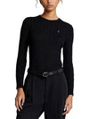 Embroidered Logo Pony Cable Knit Top Black - POLO RALPH LAUREN - BALAAN 3