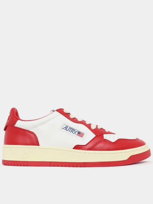 Men's Medalist Low Leather Sneakers White Red - AUTRY - BALAAN 2