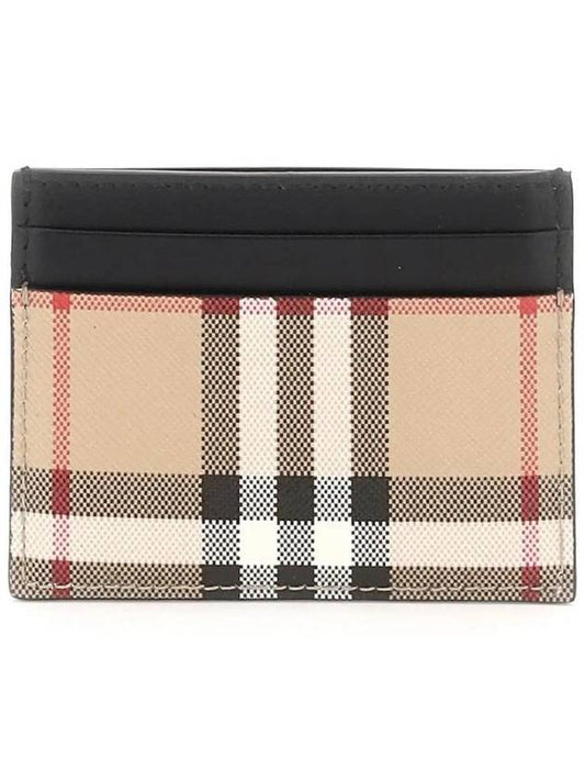 Vintage Check Leather Card Wallet Beige - BURBERRY - BALAAN 1