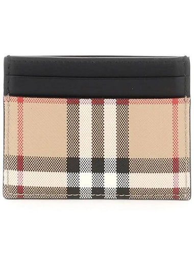 Vintage Check Leather Card Wallet Beige - BURBERRY - BALAAN 1