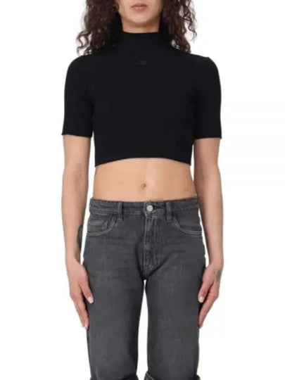 24 124MPU135FI0001 9999 Mock neck rib knit crop top - COURREGES - BALAAN 1