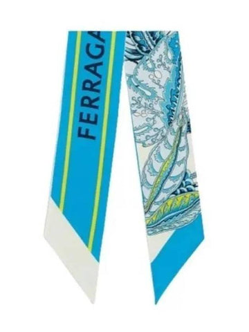 Muffler Scarf 320803 771212 Free IVORY TURQUOISE - SALVATORE FERRAGAMO - BALAAN 1