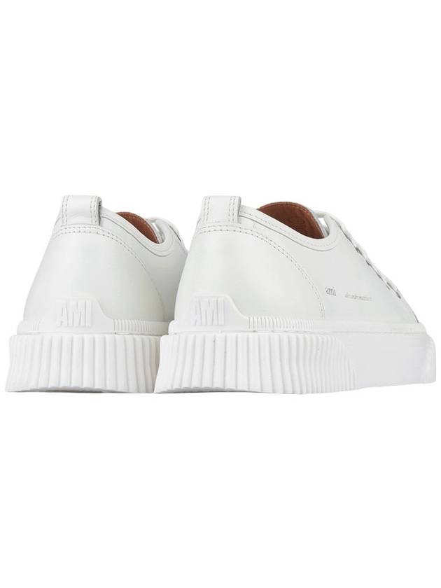 Lace Up Logo Leather Low Top Sneakers White - AMI - BALAAN 6