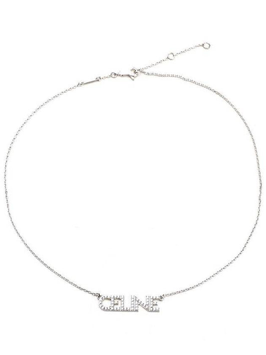 Monochroms Strass Rhodium Finish Crystals Necklace Silver - CELINE - BALAAN 1