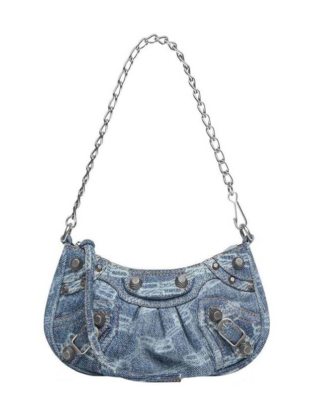 BB Monogram Denim Chain Mini Shoulder Bag Blue - BALENCIAGA - BALAAN 1