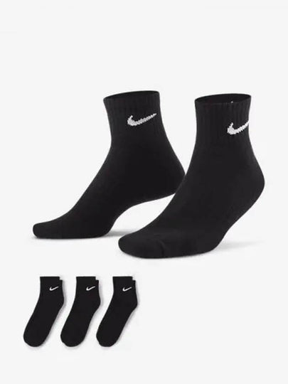 Everyday Cushioned Ankle Socks 3 Pack Black - NIKE - BALAAN 2