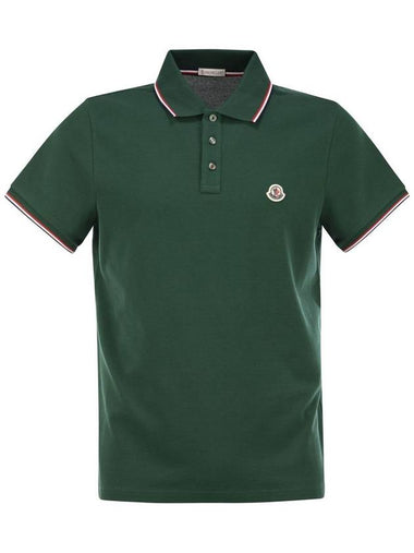 Cotton pique polo shirt with tricolor trim - MONCLER - BALAAN 1