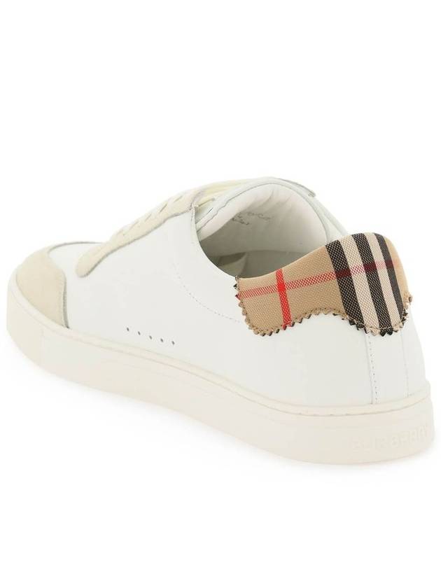 Leather Suede Check Cotton Low Top Sneakers White - BURBERRY - BALAAN 5