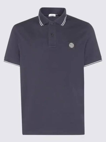 Stretch Cotton Pique Short Sleeve Polo Shirt Navy - STONE ISLAND - BALAAN 2