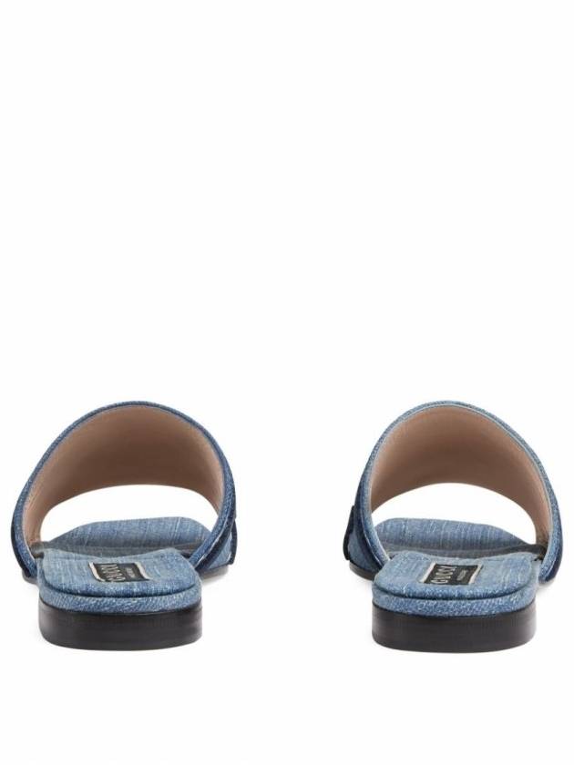 Logo Script Slippers Light Blue - GUCCI - BALAAN 4