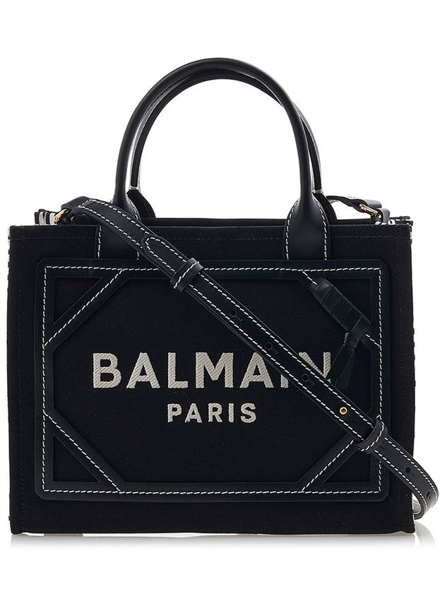 B Army Monogram Canvas Leather Small Tote Bag Black - BALMAIN - BALAAN 2