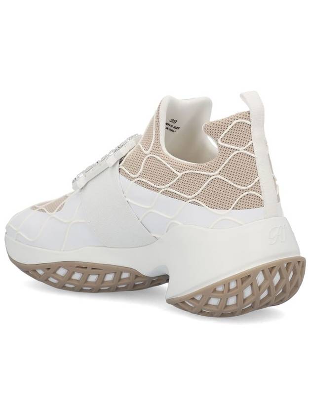 Technical Strass Buckle Low-Top Sneakers Beige White - ROGER VIVIER - BALAAN 4