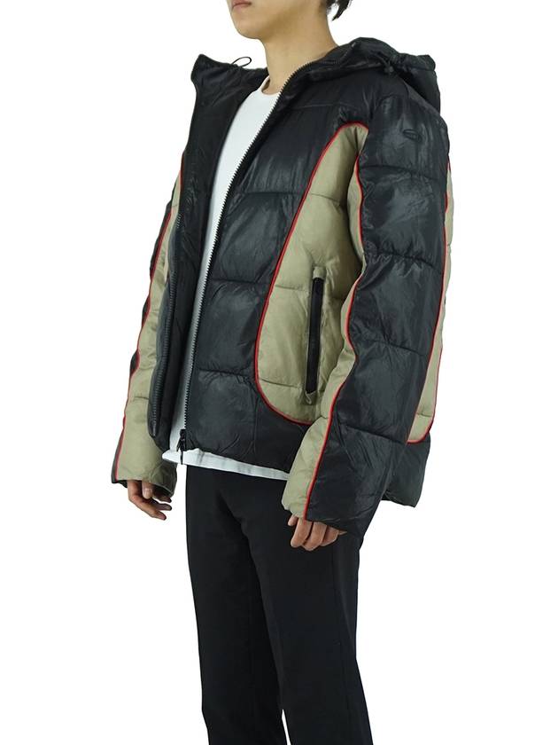 W Ostend Shiny Ripstop Hooded Puffer Padding Black Beige - DIESEL - BALAAN 3