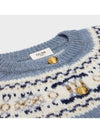 Triomphe Fair Isle Wool Cardigan Light Blue - CELINE - BALAAN 4