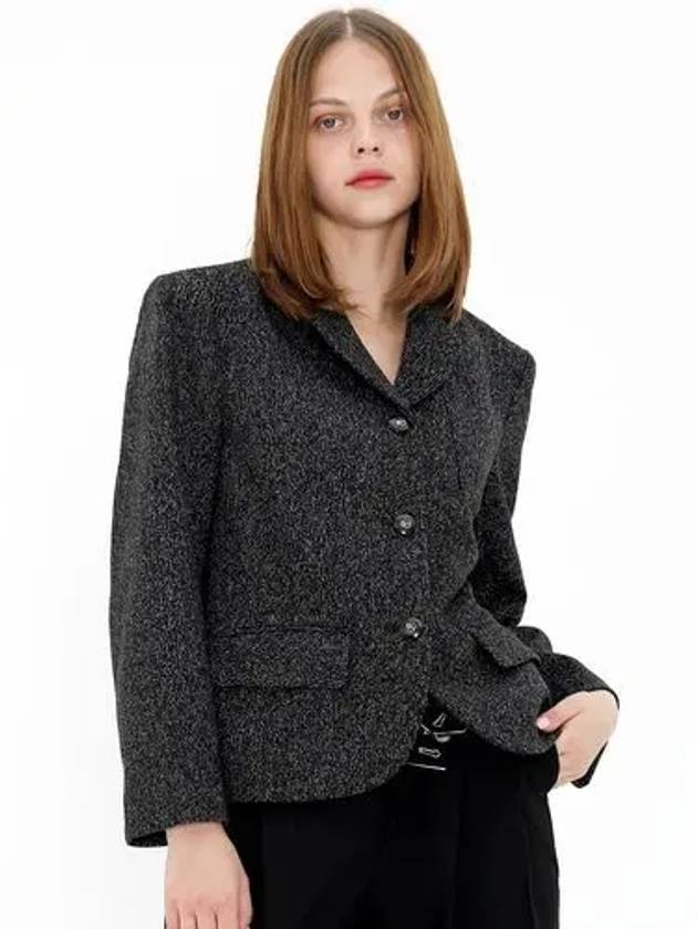 Wool Melange 2 Black Jacket Wool Black JK - DAMAGE MNEMONIC - BALAAN 1